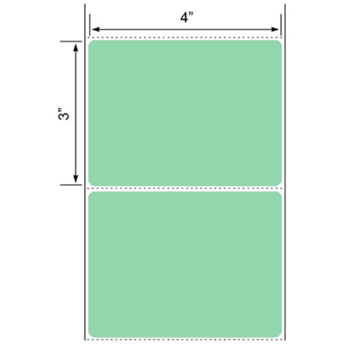 4x3 Floodcoated Green Thermal Transfer Label Rolls 3" Core 8 inch O.D.