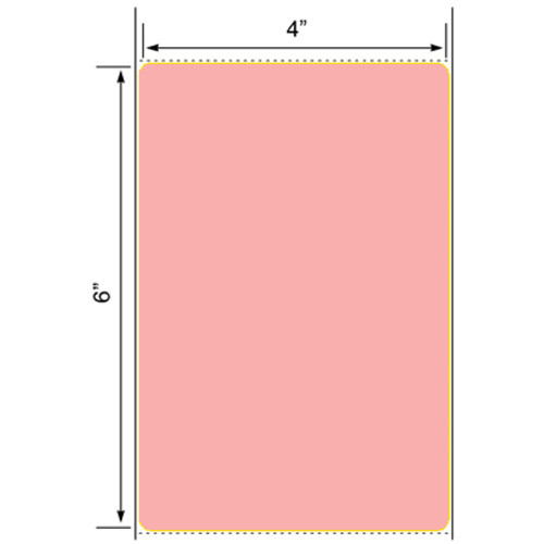 4" x 6" Pink Floodcoated Thermal Transfer Label, 3" Core, 8" Outer Diameter