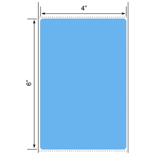 4x6 Floodcoated Blue Thermal Transfer Label Rolls 3" Core 8 inch O.D.