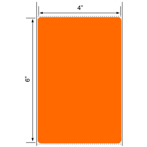 4" x 6" Orange Floodcoated Thermal Transfer Label, 3" Core, 8" Outer Diameter
