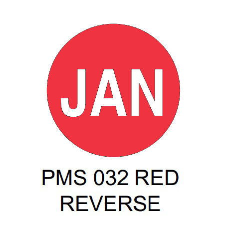 1.5 inch Diam. Circle Thermal Transfer Preprinted January Label Rolls 3" Core