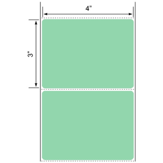 4x3 Green Floodcoated Direct Thermal Labels 3" Core