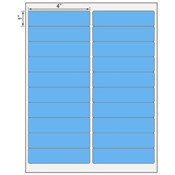 4x1 Blue Floodcoated Direct Thermal Labels 1" Core