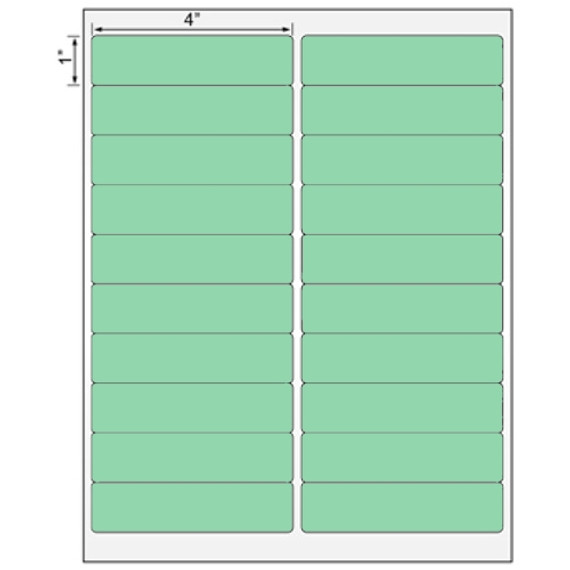 4x1 Green Floodcoated Direct Thermal Labels 1" Core