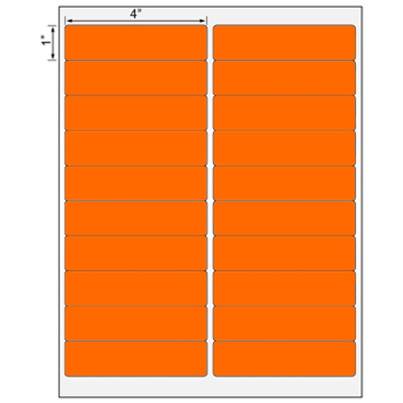 4x1 Orange Floodcoated Direct Thermal Labels 1" Core