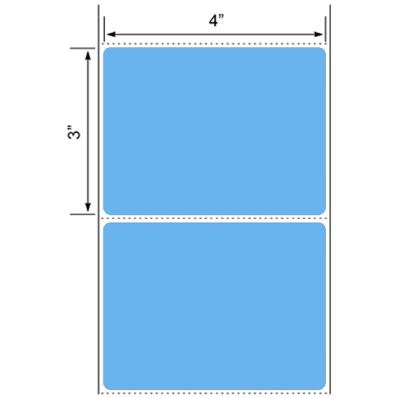 4x3 Blue Floodcoated Direct Thermal Labels 1" Core