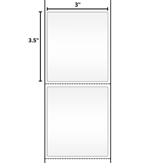 3x3.5 White Thermal Transfer Label Rolls 3" Core