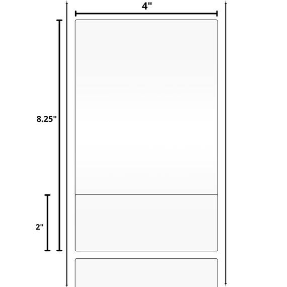 4x8.25 UPS Direct Thermal Shipping Labels with 2" DOC Tabs 1" Core