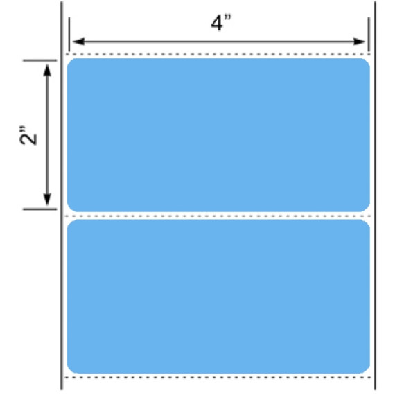 4x2 Floodcoated Blue Thermal Transfer Label Rolls 3" Core 8 inch O.D.