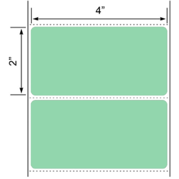 4x2 Floodcoated Green Thermal Transfer Label Rolls 3" Core 8 inch O.D.