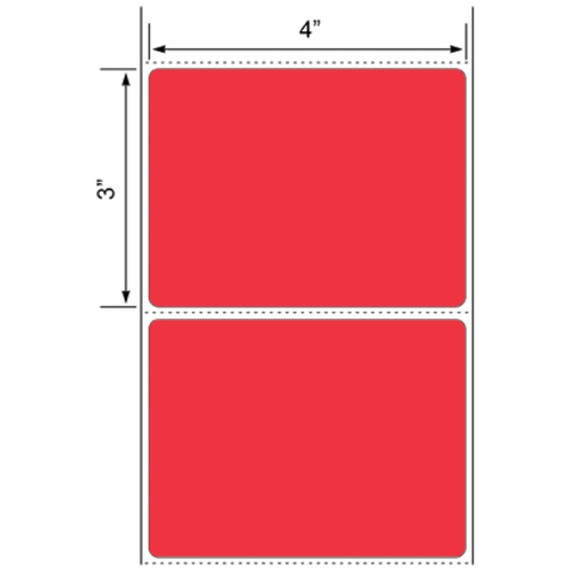 4x3 Floodcoated Red Thermal Transfer Label Rolls 3" Core 8 inch O.D.