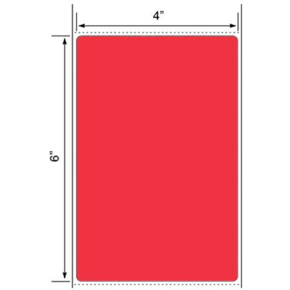 4x6 Floodcoated Red Thermal Transfer Label Rolls 3" Core 8 inch O.D.