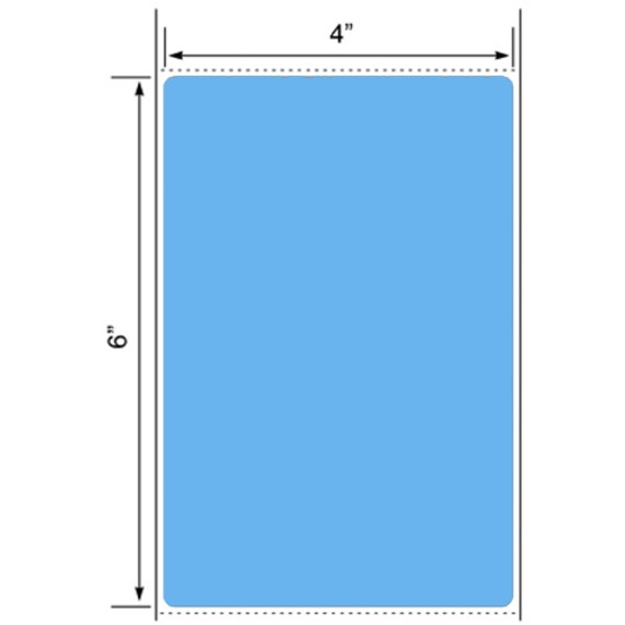 4x6 Floodcoated Blue Thermal Transfer Label Rolls 3" Core 8 inch O.D.