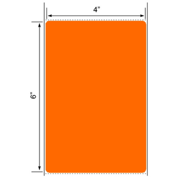 4x6 Floodcoated Orange Thermal Transfer Label Rolls 3" Core 8 inch O.D.