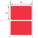 3x2 Red Floodcoated Direct Thermal Labels 1" Core