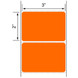 3x2 Orange Floodcoated Direct Thermal Labels 1" Core