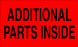 3" x 5" "Additional Parts Inside" Label, Paper, 500 Labels Per Roll