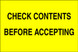 4" x 6" "Check Contents" Label, Paper, 500 Labels Per Roll