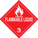 4" x 4" "Flammable Liquid 3" Label, Paper, 500 Labels Per Roll