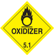 4" x 4" "Oxidizer 5.1" Label, Paper, 500 Labels Per Roll