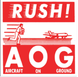 4" x 4" "RUSH AOG Labels" Label, Paper, 500 Labels Per Roll