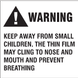 2" x 2" "Suffocation Warning" Label, Paper, 500 Labels Per Roll
