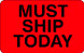 1.25" x 2" "Must Ship Today" Label, Paper, 500 Labels Per Roll