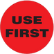 2" Diameter, "Use First" Circle Label, Paper, 500 Labels Per Roll