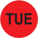 2" Diameter, "Tuesday" Circle Label, Paper, 500 Labels Per Roll