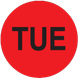 2" Diameter, "Tuesday" Circle Label, Paper, 500 Labels Per Roll