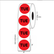 2" Diameter, "Tuesday" Circle Label, Paper, 500 Labels Per Roll