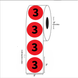 2" Diameter, "Three" Circle Label, Paper, 500 Labels Per Roll