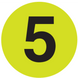 2" Diameter, "Five" Circle Label, Paper, 500 Labels Per Roll