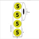 2" Diameter, "Five" Circle Label, Paper, 500 Labels Per Roll