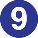 2" Diameter, "Nine" Circle Label, Paper, 500 Labels Per Roll