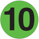 2" Diameter, "Ten" Circle Label, Paper, 500 Labels Per Roll