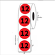 2" Diameter, "Twelve" Circle Label, Paper, 500 Labels Per Roll