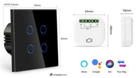Four Gang No Neutral Smart Switch with Dimmer Kit