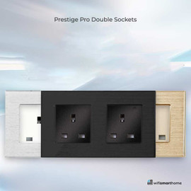 luxury double UK Socket with Switch Prestige Pro Brushed Aluminium