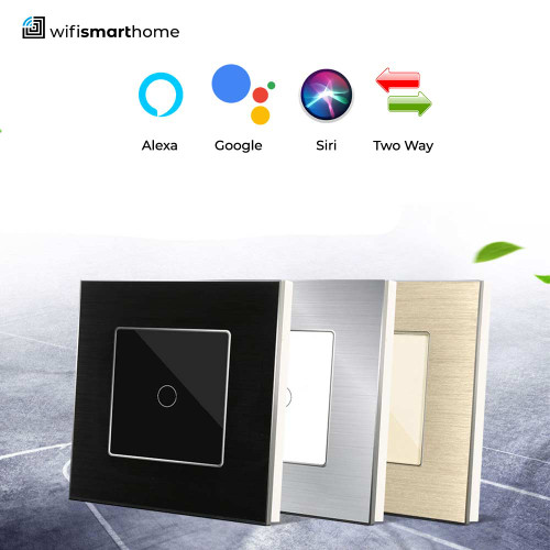 Brushed steel wifi smart switch, no neutral, 25mm back box