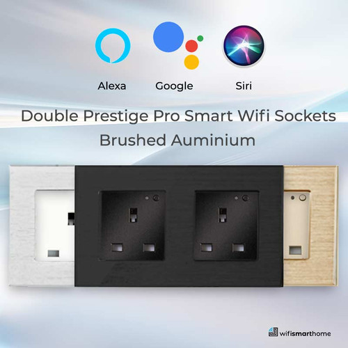 Brushed steel wifi sockets for smart home UK