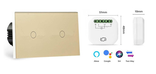 Twin Two Gang Pure Glass Wifi Smart Switch - No Neutral Dimmer Kit - 2 Modules Twin Two Gang Pure Glass Wifi Smart Switch - No Neutral Dimmer Kit - 2 Modules