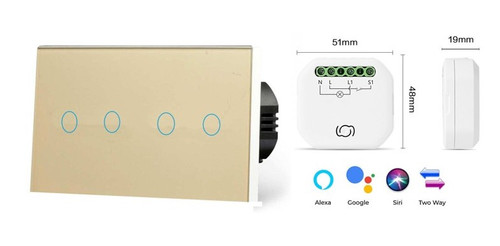 Twin Four Gang Pure Glass Wifi Switch - No Neutral Dimmer Kit - 4 Modules Twin Four Gang Pure Glass Wifi Switch - No Neutral Dimmer Kit - 4 Modules