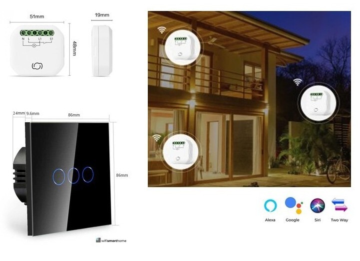 Pure Glass Wifi Smart Switch No Neutral Dimmer Kit