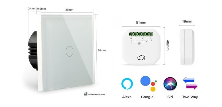 Pure Glass Wifi Smart Switch No Neutral Dimmer Kit