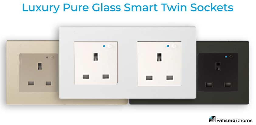double wifi smart socket UK luxury polished glass
