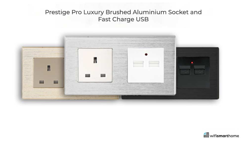 wifi smart sockets UK 13 amp brushed steel with usb