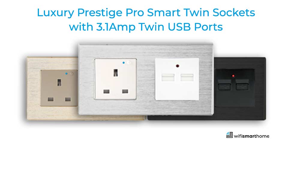 wifi smart sockets UK 13 amp brushed steel with usb