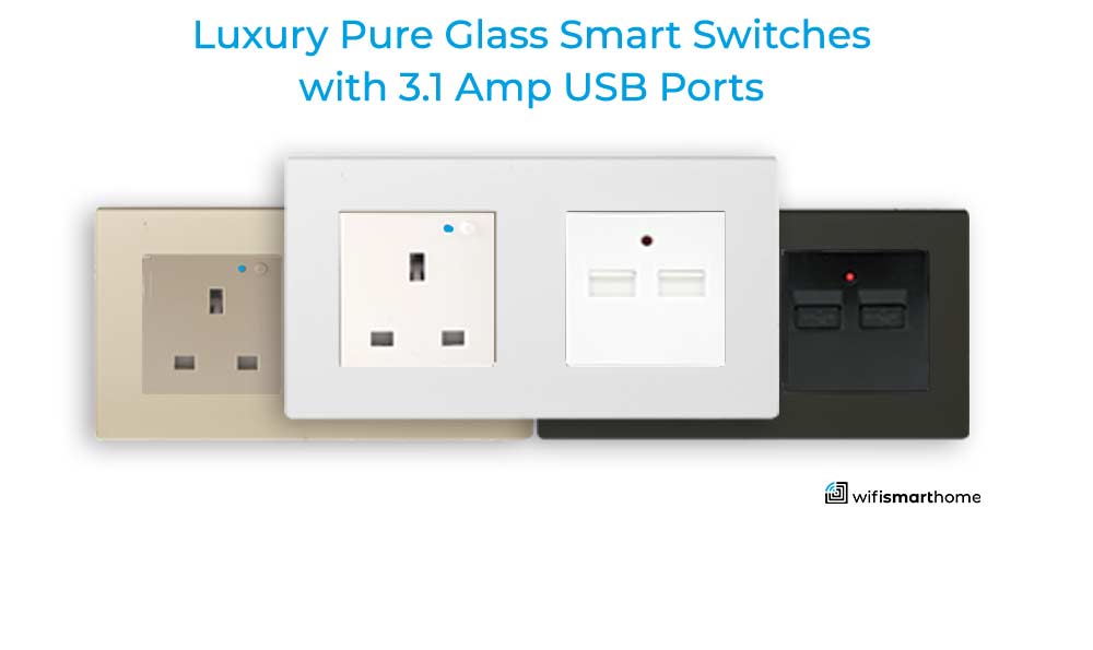 double wifi smart socket UK luxury polished glass