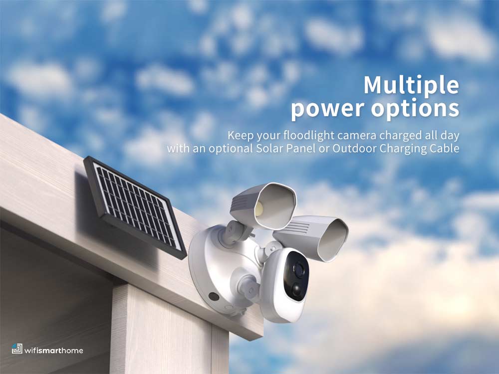 Solar powered wifi smart camera with security lights